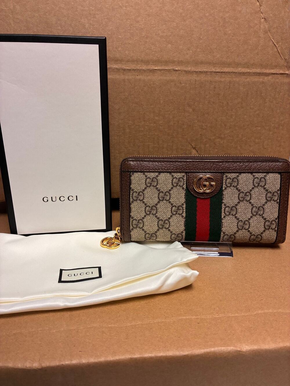 Gucci Ophidia GG Supreme Web Zip Around Wallet